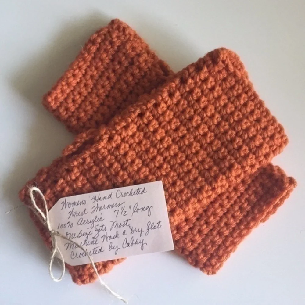 Handmade Fingerless Gaming Writing Glove Rust Orange Crochet Fall Winter